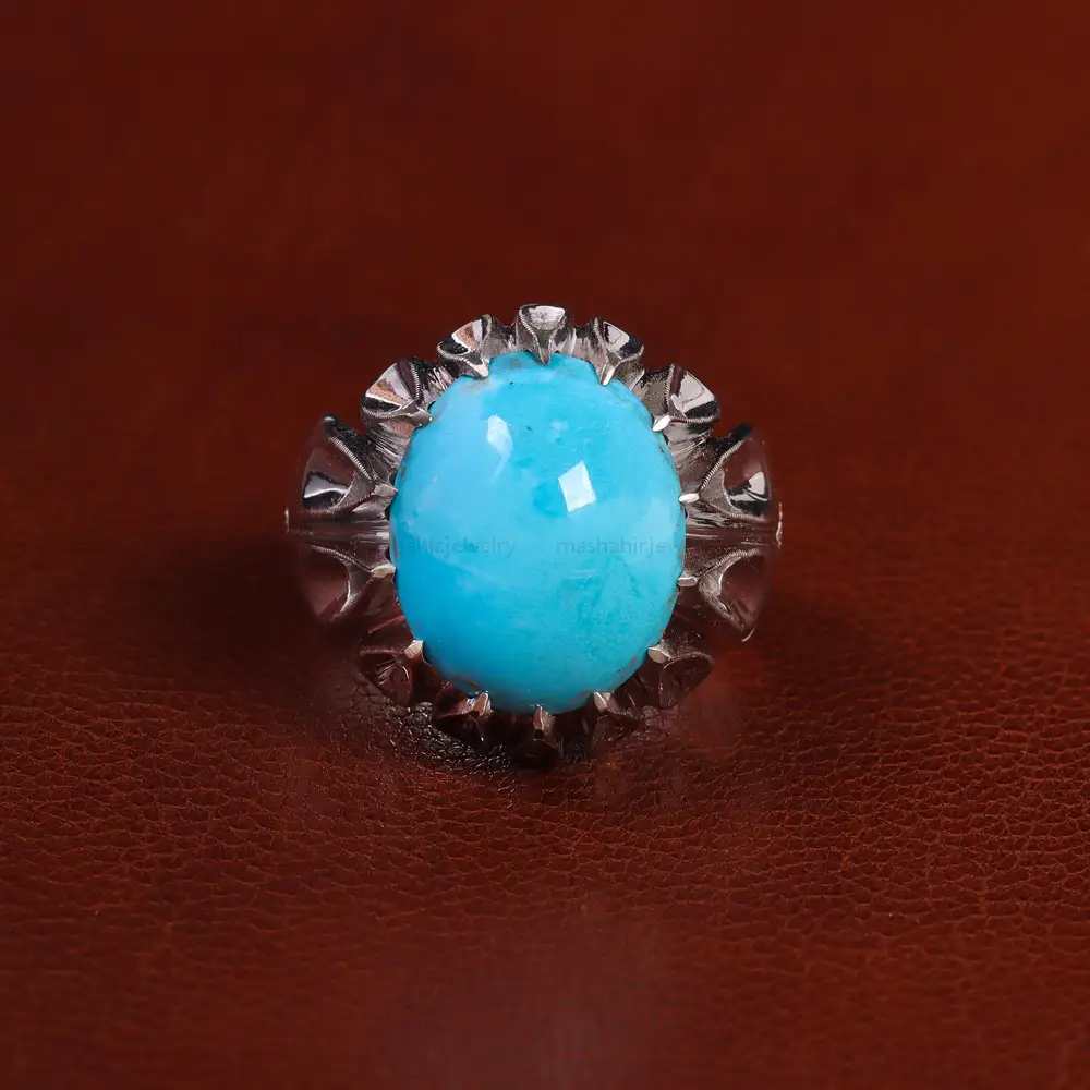 انگشتر فیروزه عجمی مردانه کد 23526