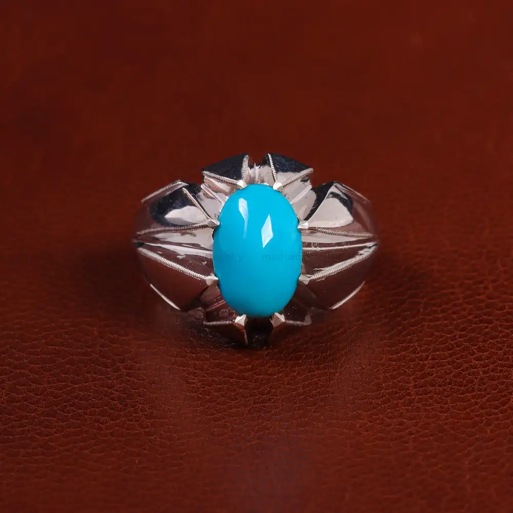 انگشتر فیروزه عجمی مردانه کد 23527