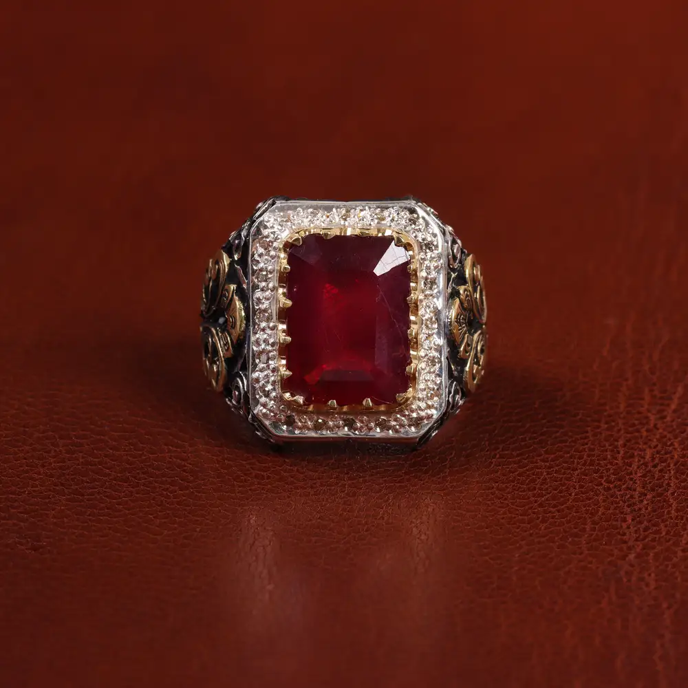 انگشتر یاقوت سرخ مردانه کد 23530