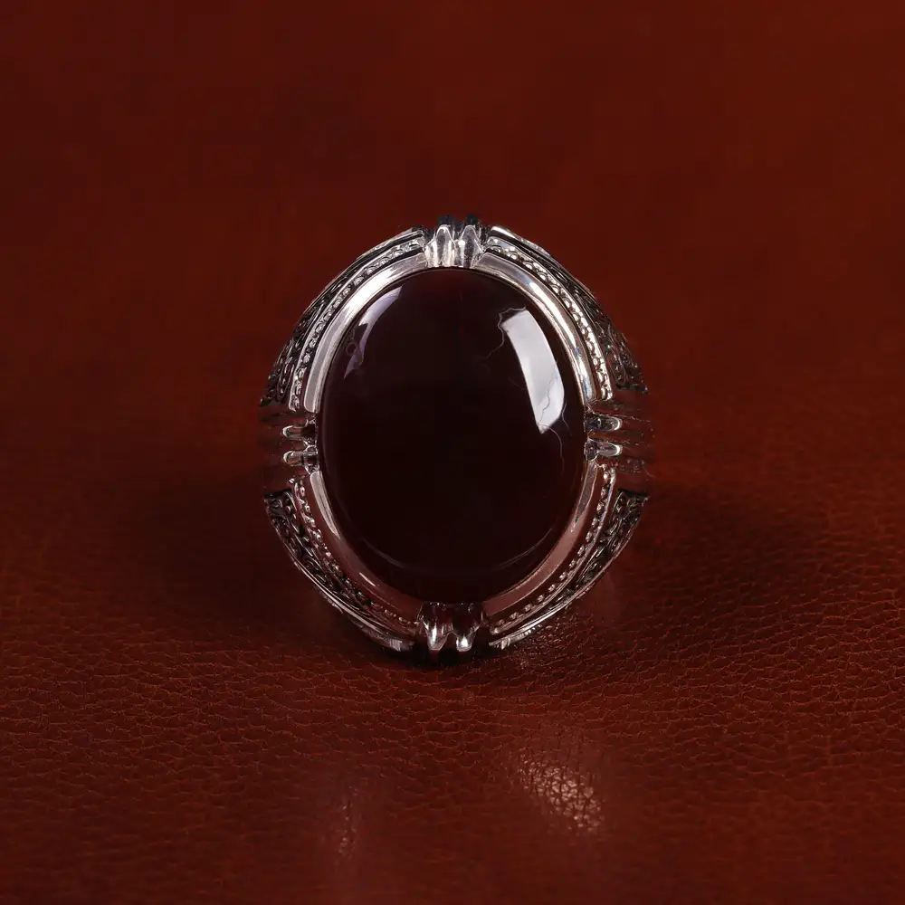 انگشتر عقیق یمن مردانه کد 23535