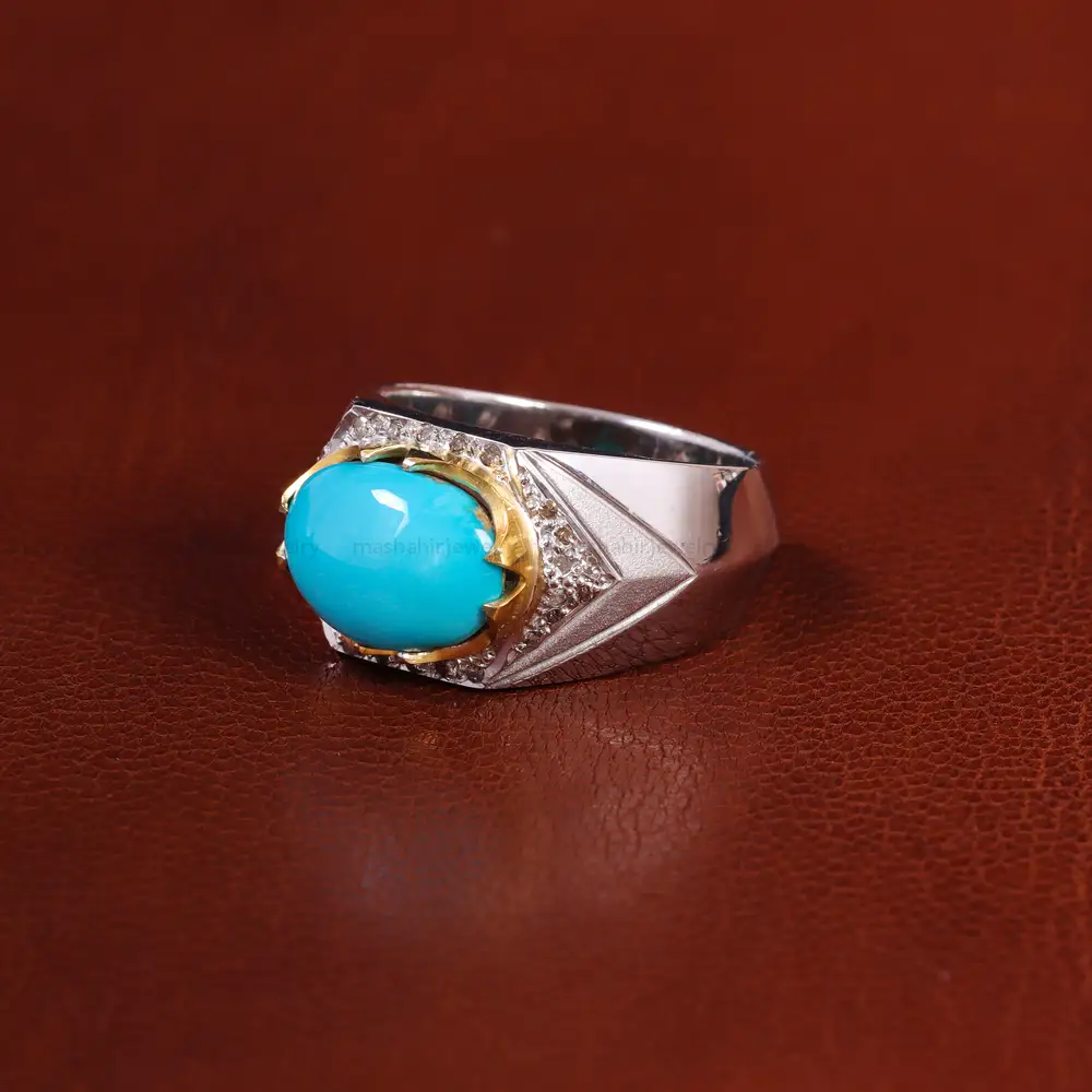 انگشتر فیروزه عجمی مردانه کد 23108