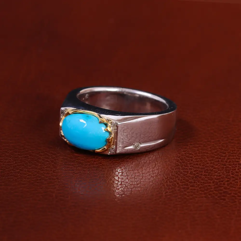 انگشتر فیروزه عجمی مردانه کد 23111