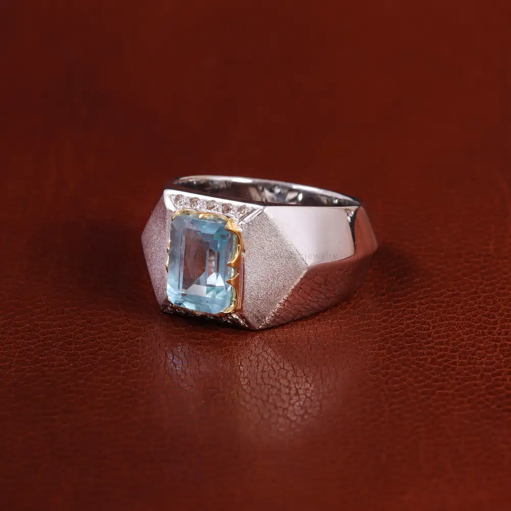 انگشتر آکوامارین مردانه کد 23115