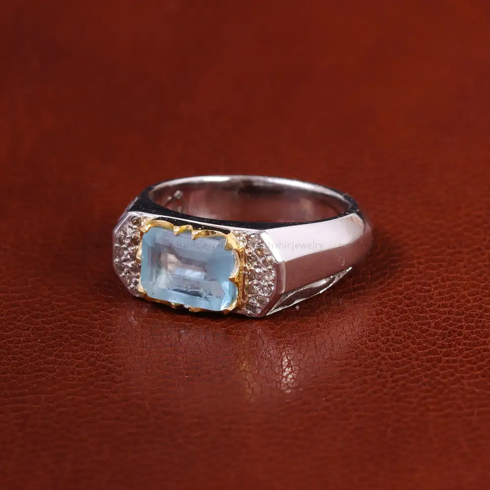 انگشتر آکوامارین مردانه کد 23116