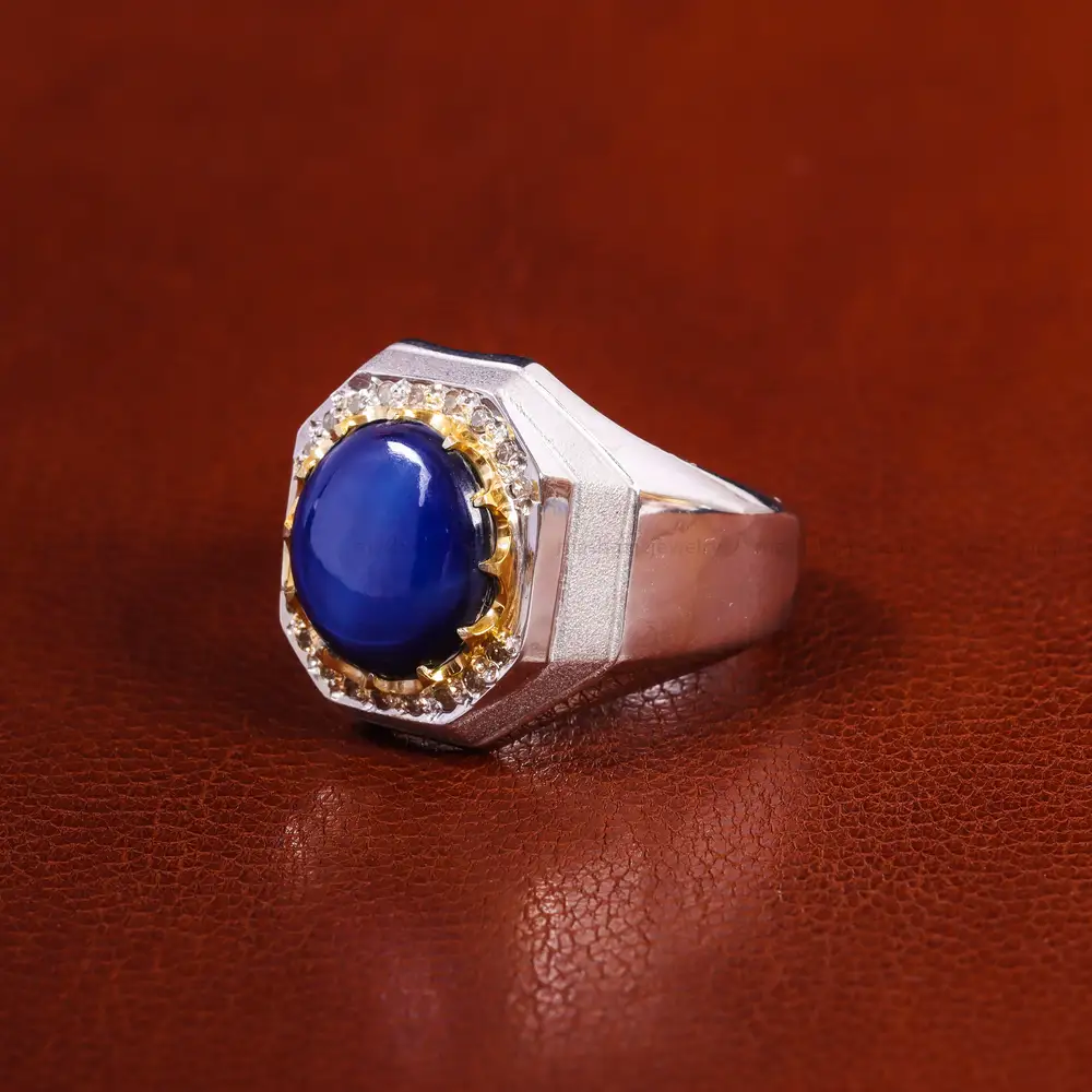 انگشتر یاقوت کبود مردانه کد 223117