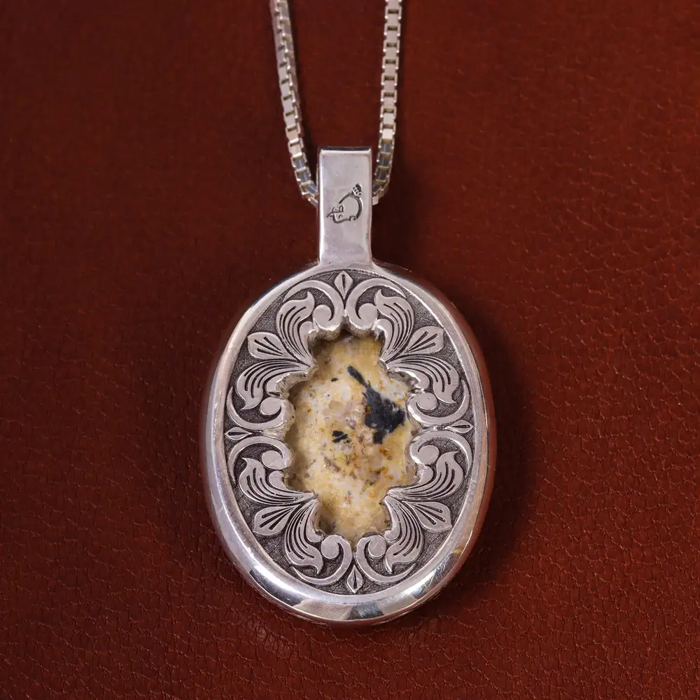 گردنبند فیروزه مردانه کد 23145