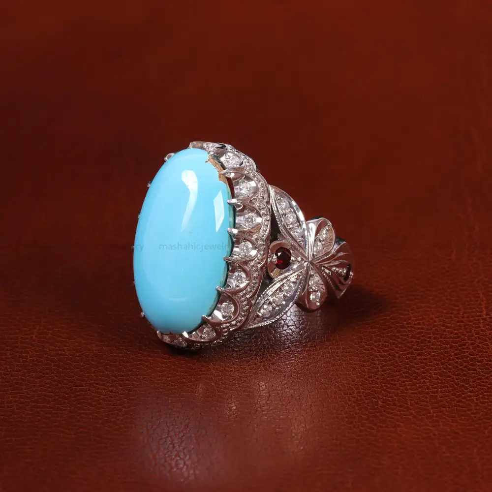 انگشتر فیروزه عجمی مردانه کد 23182