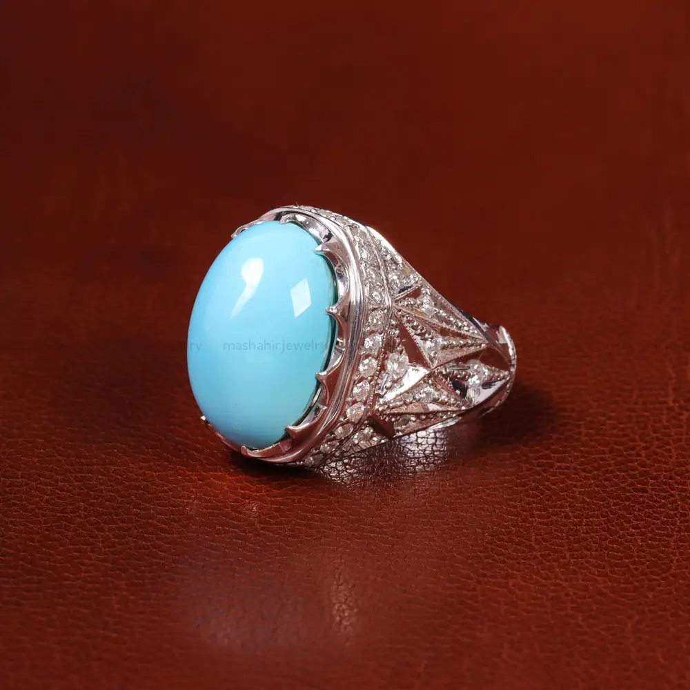 انگشتر فیروزه عجمی مردانه کد 23190