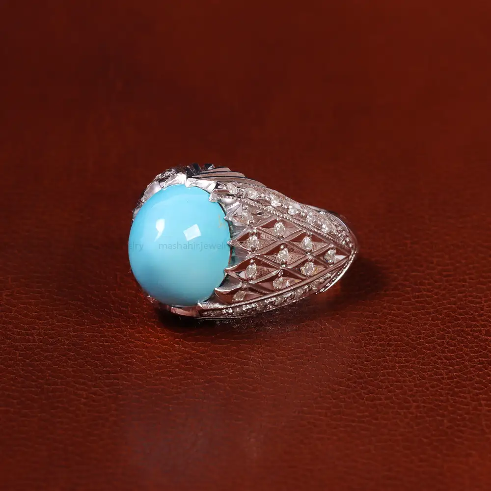 انگشتر فیروزه عجمی مردانه کد 23192
