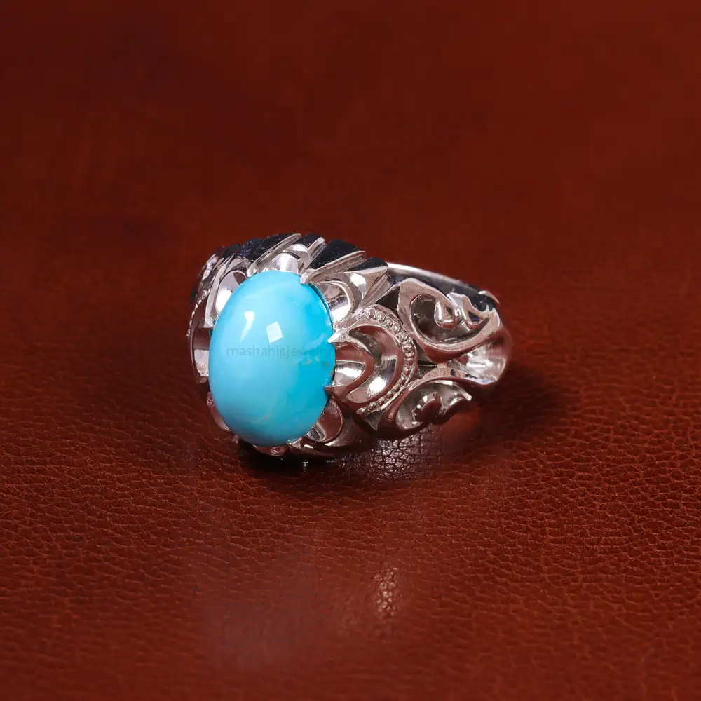 انگشتر فیروزه عجمی مردانه کد 23209