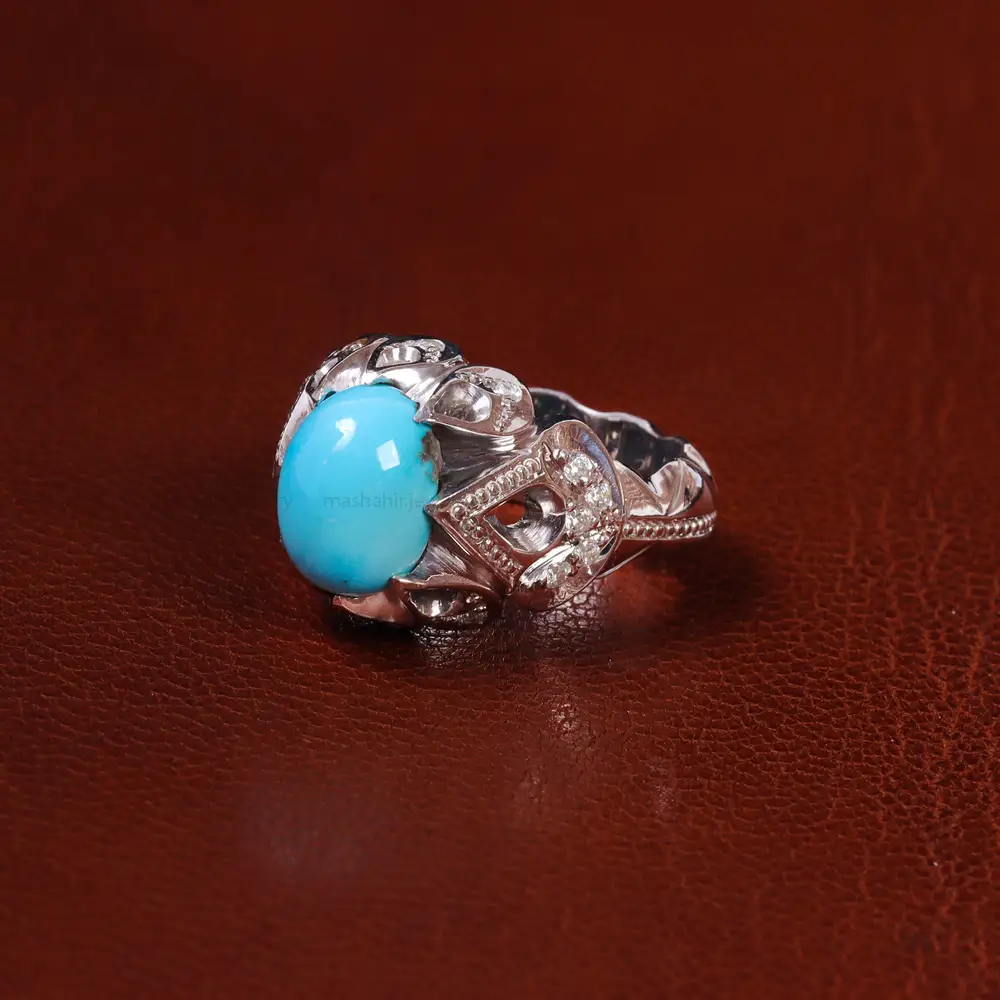 انگشتر فیروزه عجمی مردانه کد 23215