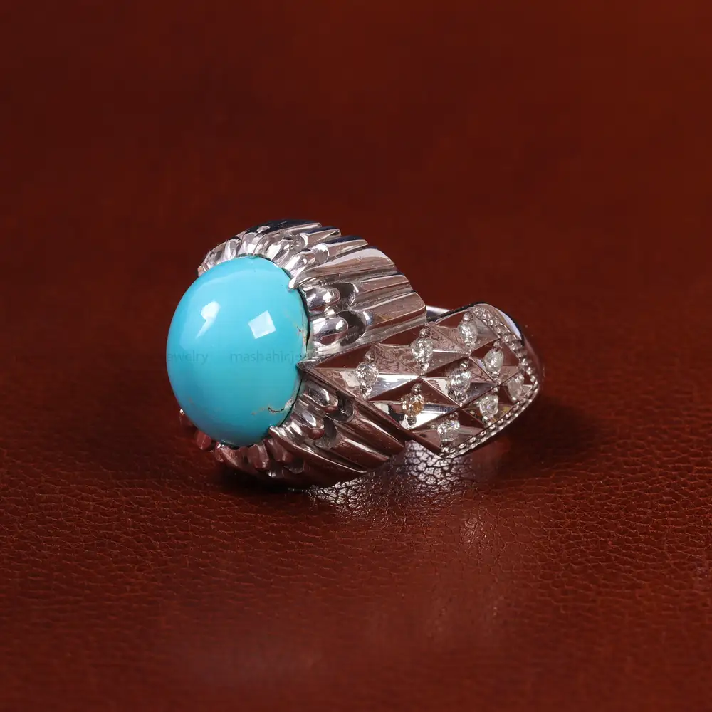 انگشتر فیروزه عجمی مردانه کد 23227