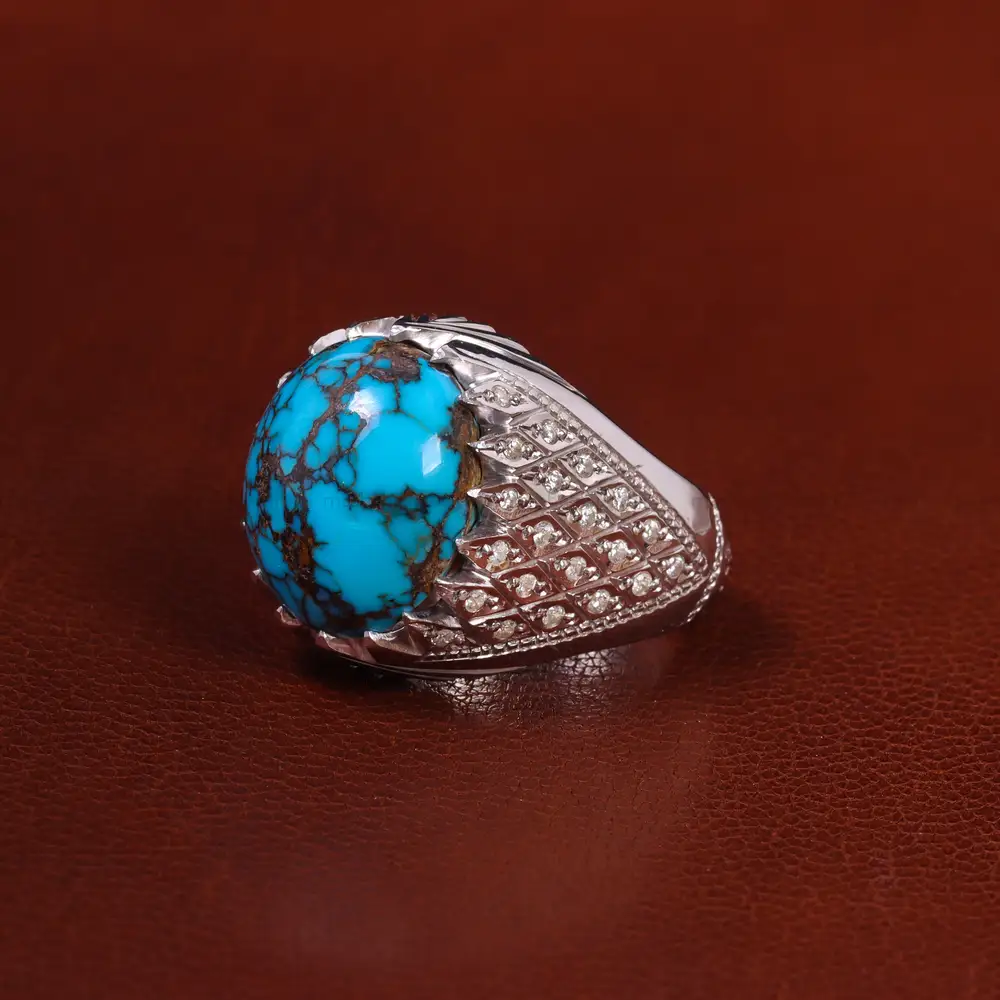 انگشتر فیروزه شجری مردانه کد 23236