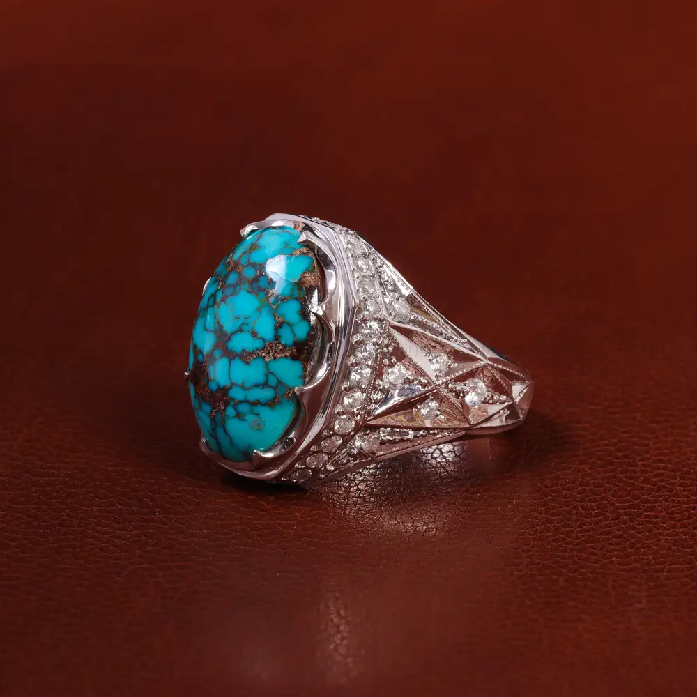 انگشتر فیروزه شجری مردانه کد 23239