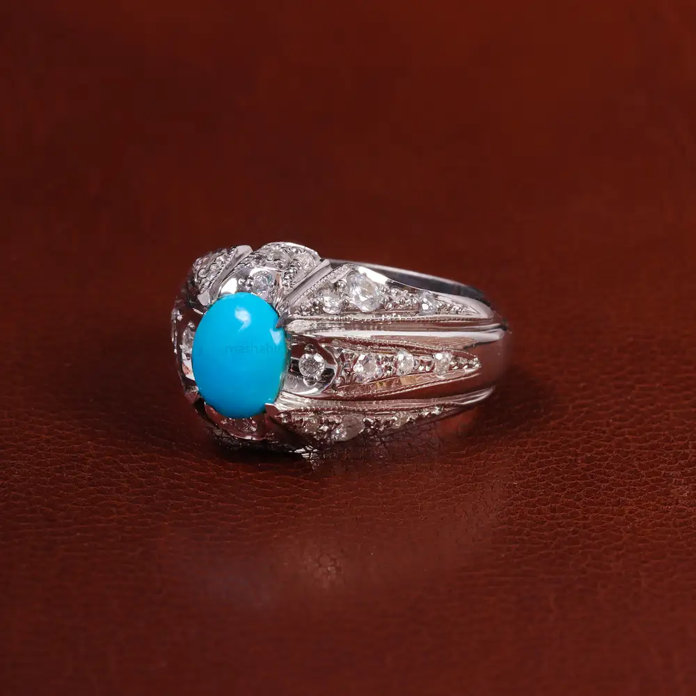 انگشتر فیروزه عجمی مردانه کد 23247