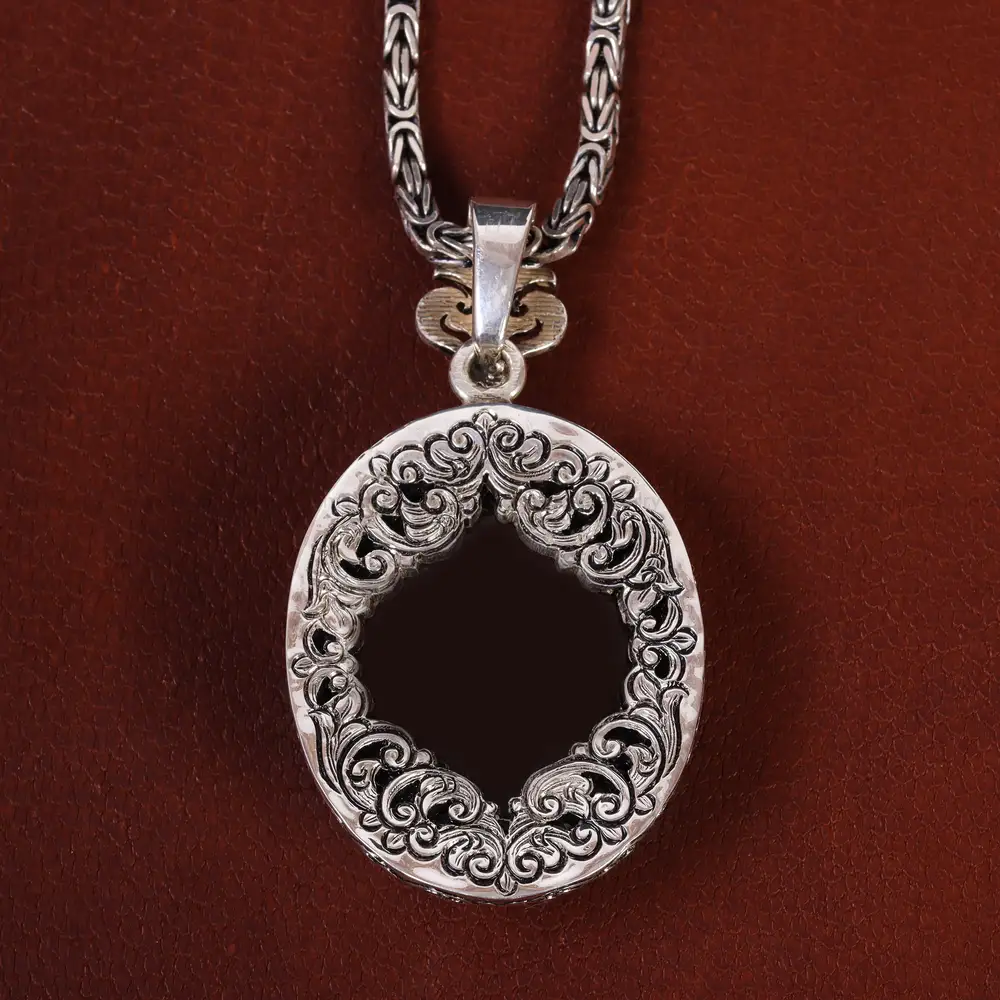 گردنبند عقیق یمن مردانه کد 23335