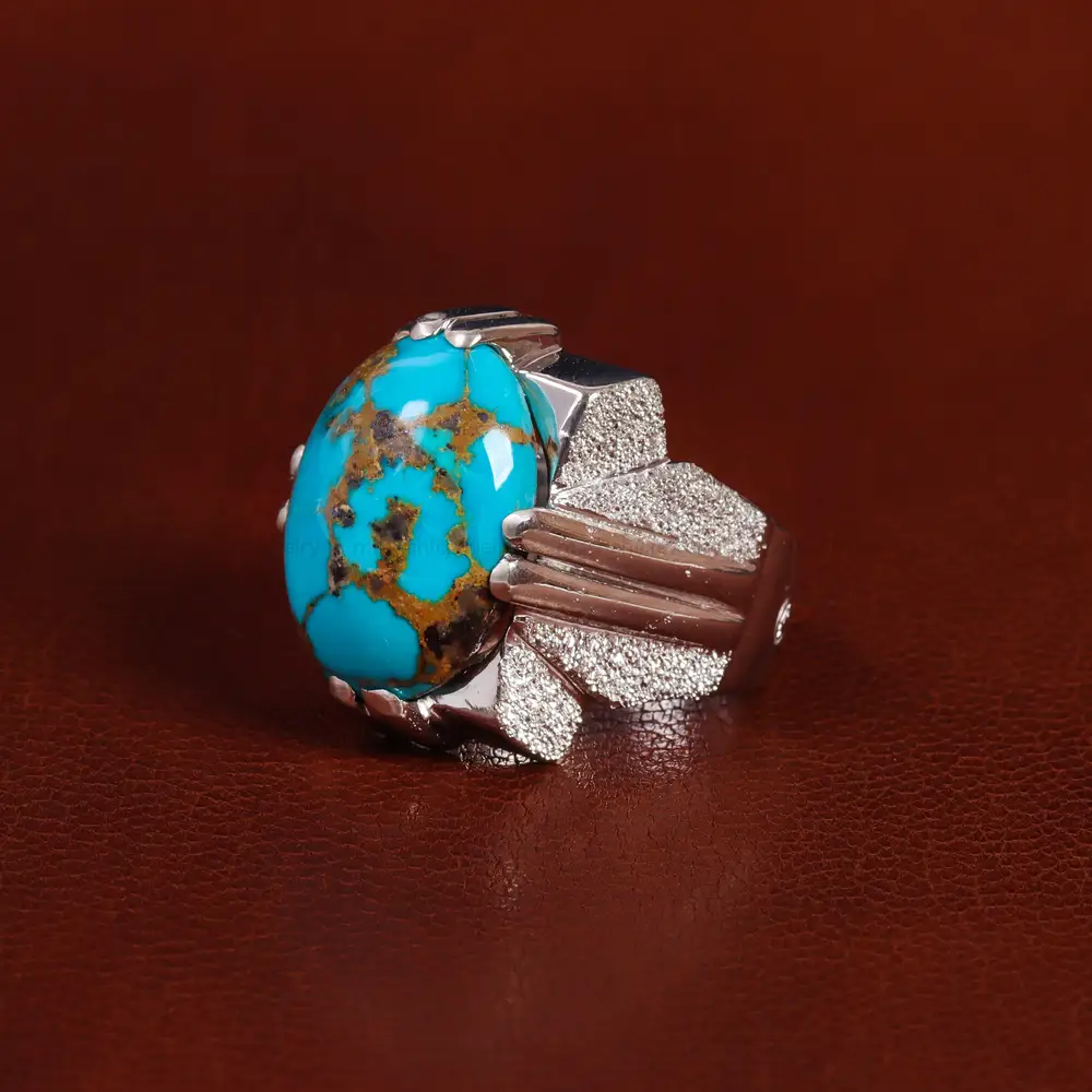 انگشتر فیروزه شجری مردانه کد 23495