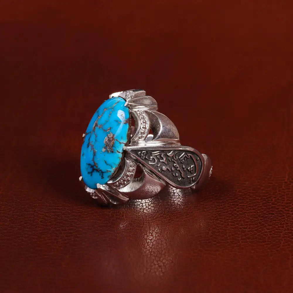 انگشتر فیروزه شجری مردانه کد 23496