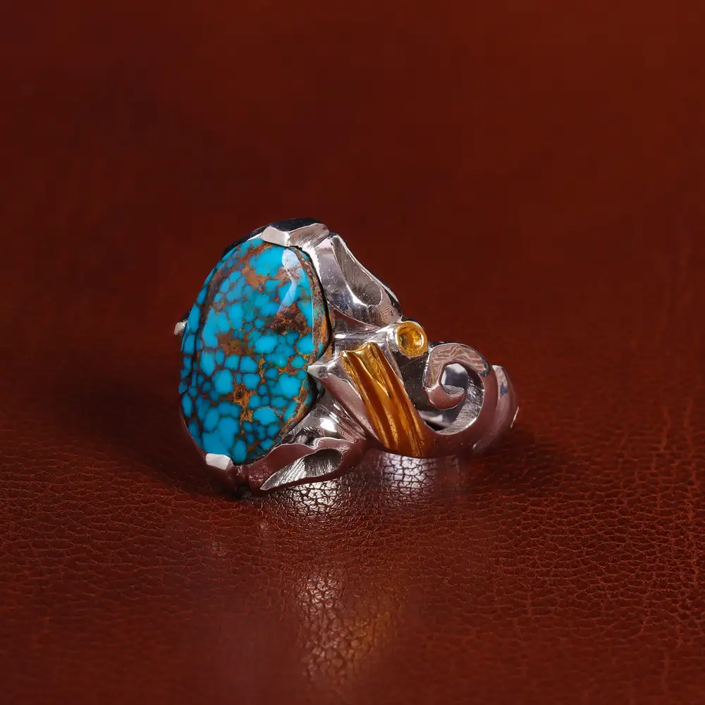 انگشتر فیروزه شجری مردانه کد 23499