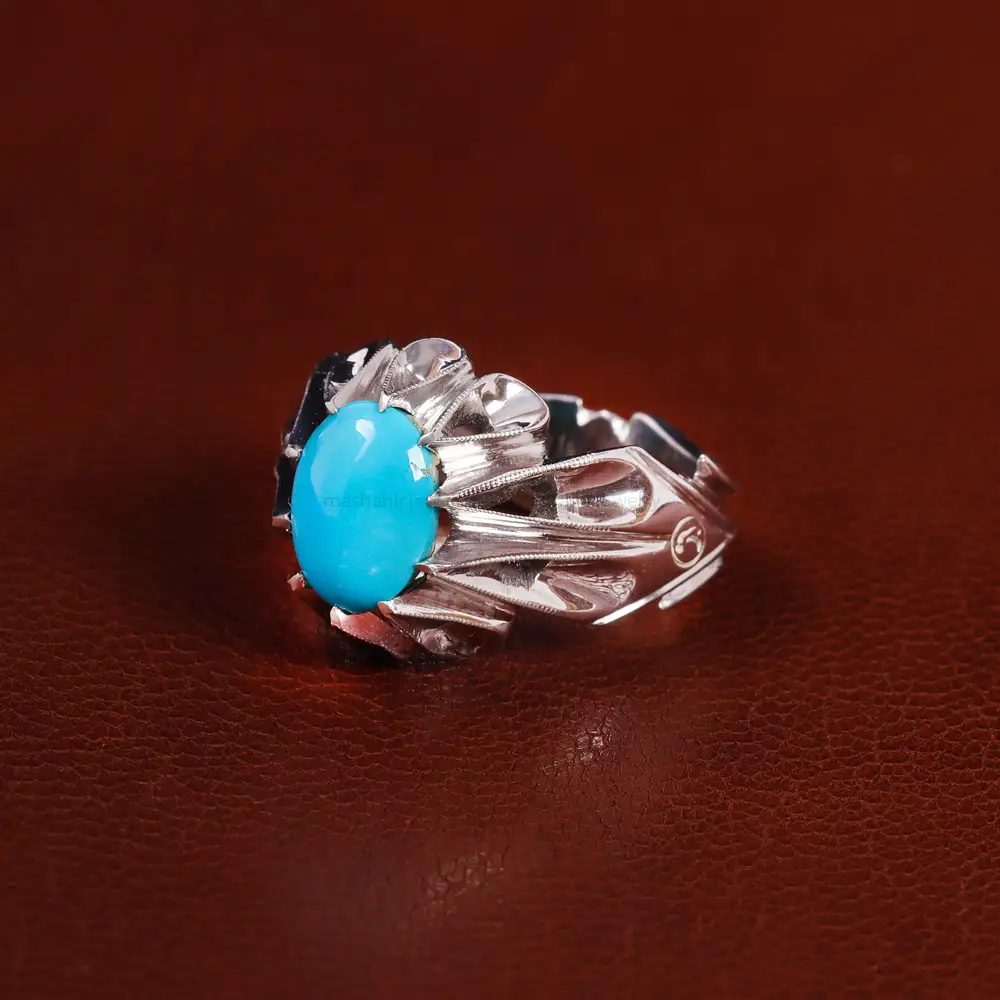 انگشتر فیروزه عجمی مردانه کد 23522