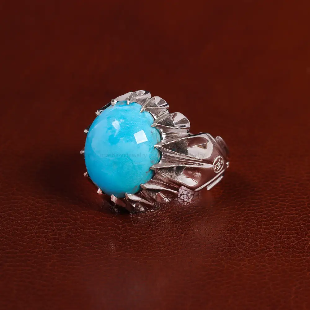 انگشتر فیروزه عجمی مردانه کد 23526