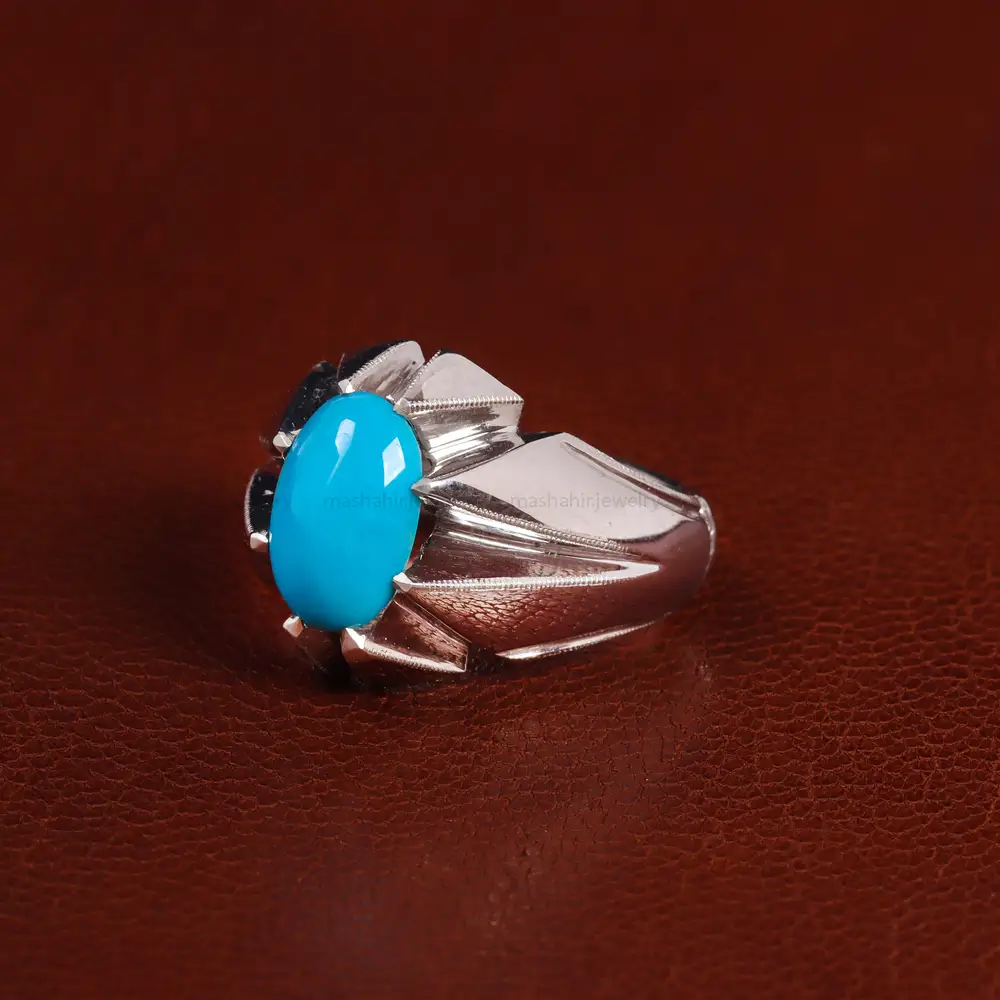 انگشتر فیروزه عجمی مردانه کد 23527