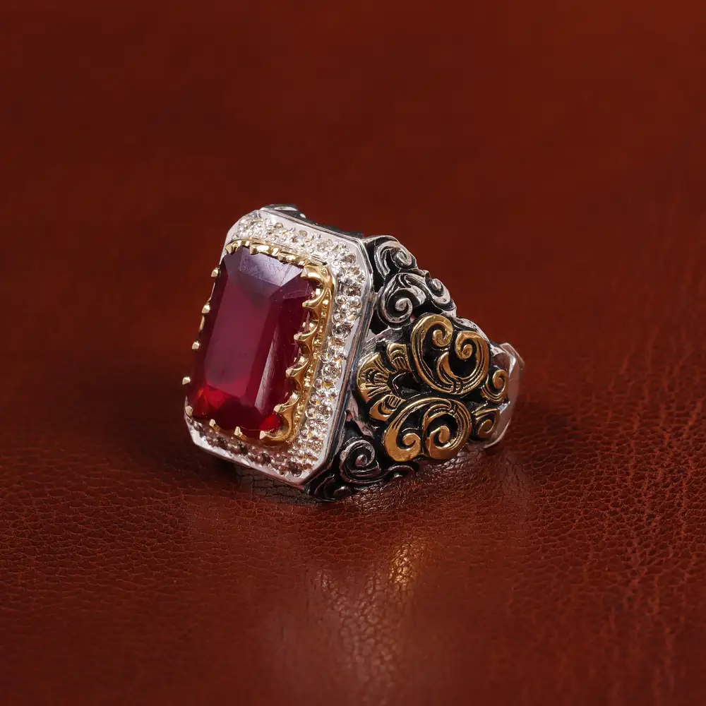 انگشتر یاقوت سرخ مردانه کد 23530