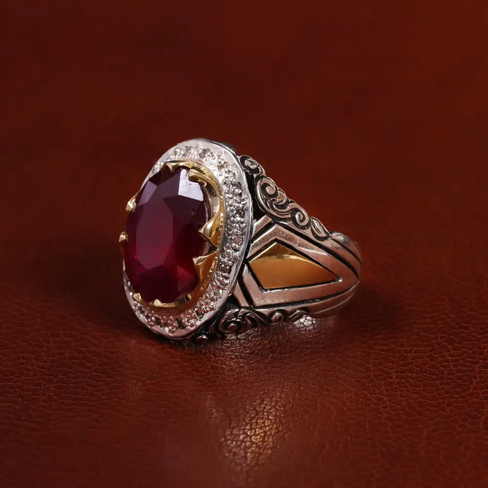 انگشتر یاقوت سرخ مردانه کد 23532