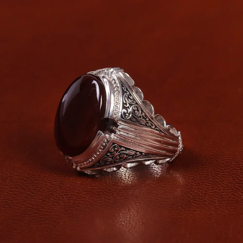 انگشتر عقیق یمن مردانه کد 23535