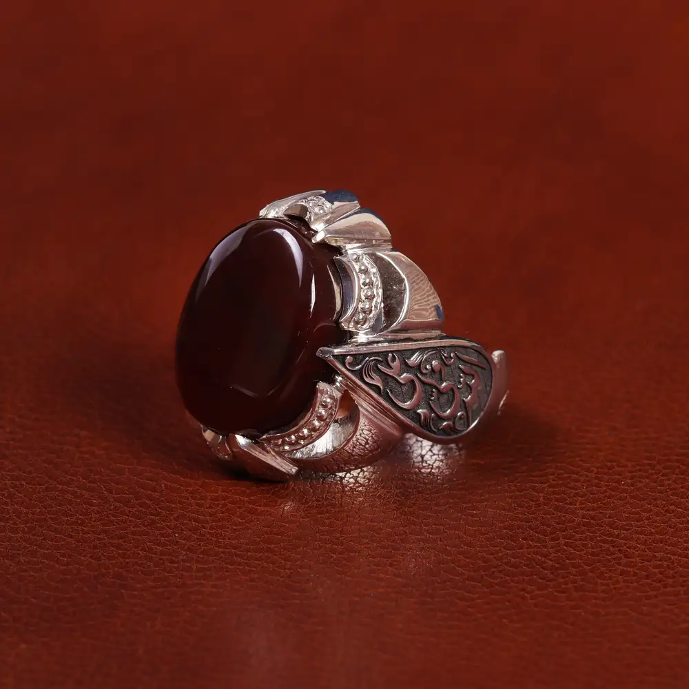 انگشتر عقیق یمن مردانه کد 23538