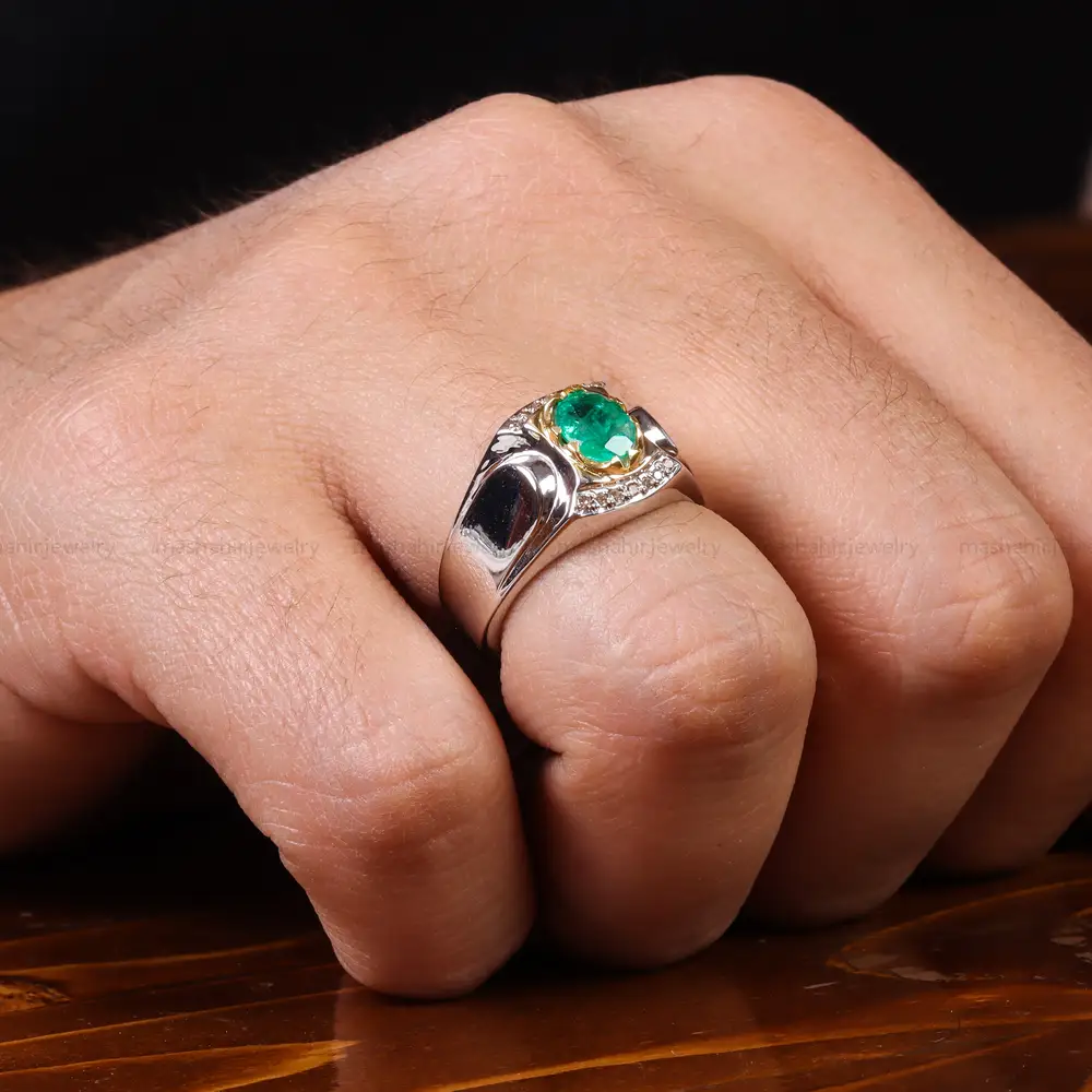 انگشتر زمرد مردانه کد 23130