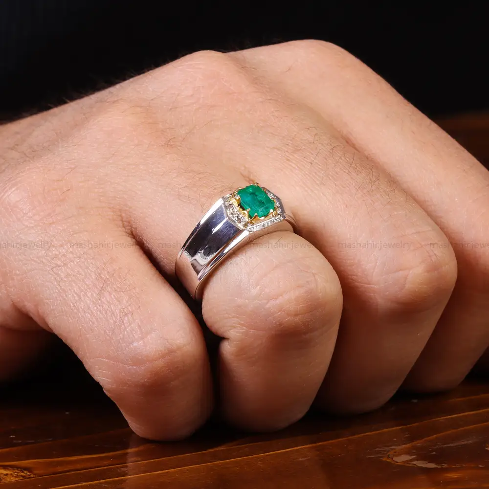 انگشتر زمرد مردانه کد 23133