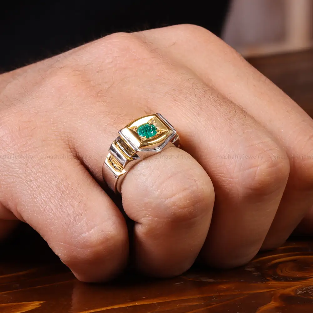 انگشتر زمرد مردانه کد 23139
