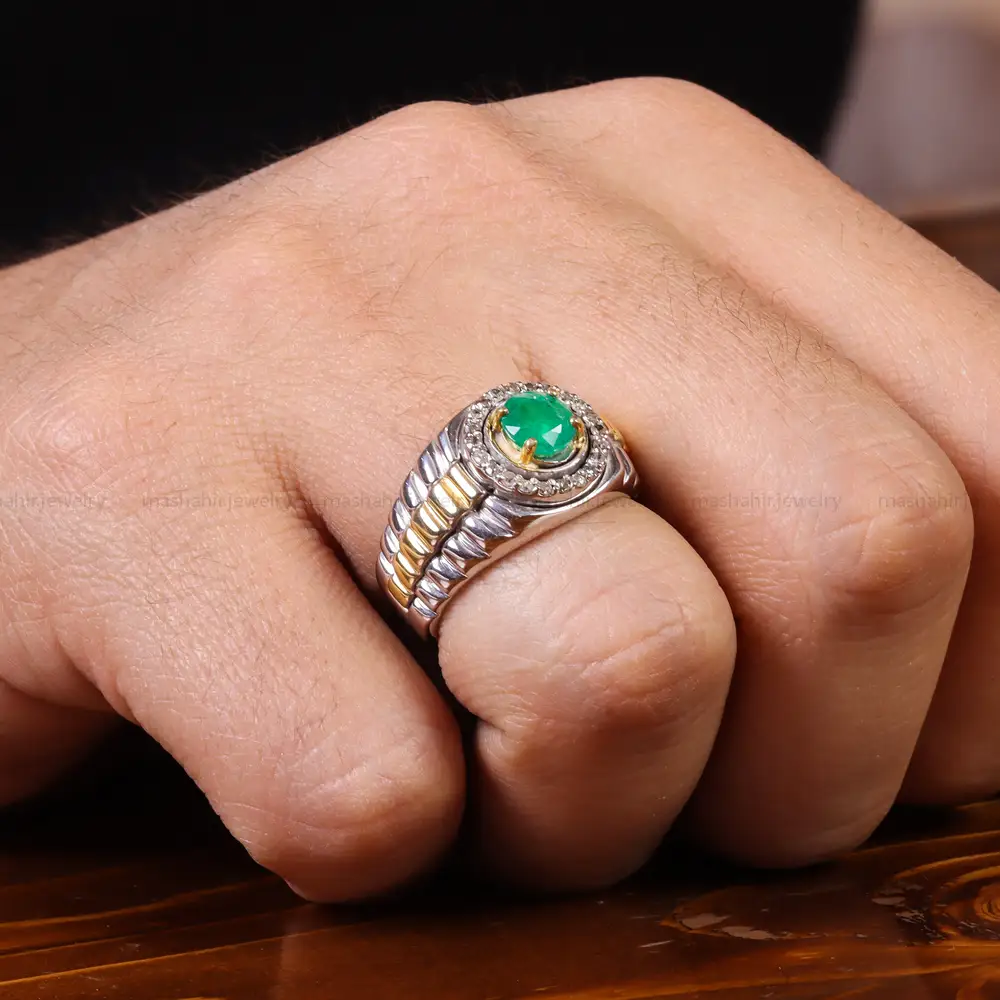 انگشتر زمرد مردانه کد 23140