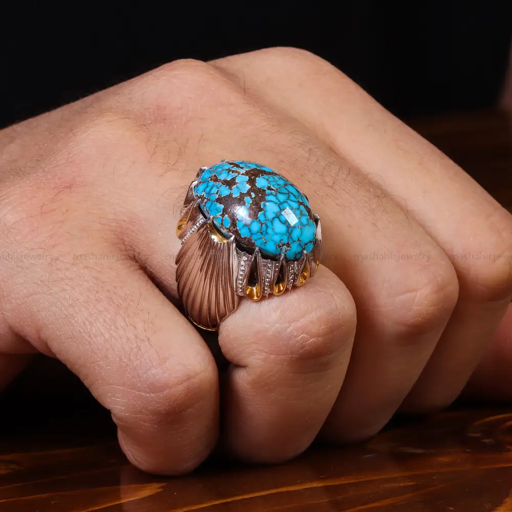 انگشتر فیروزه شجری مردانه کد 23176