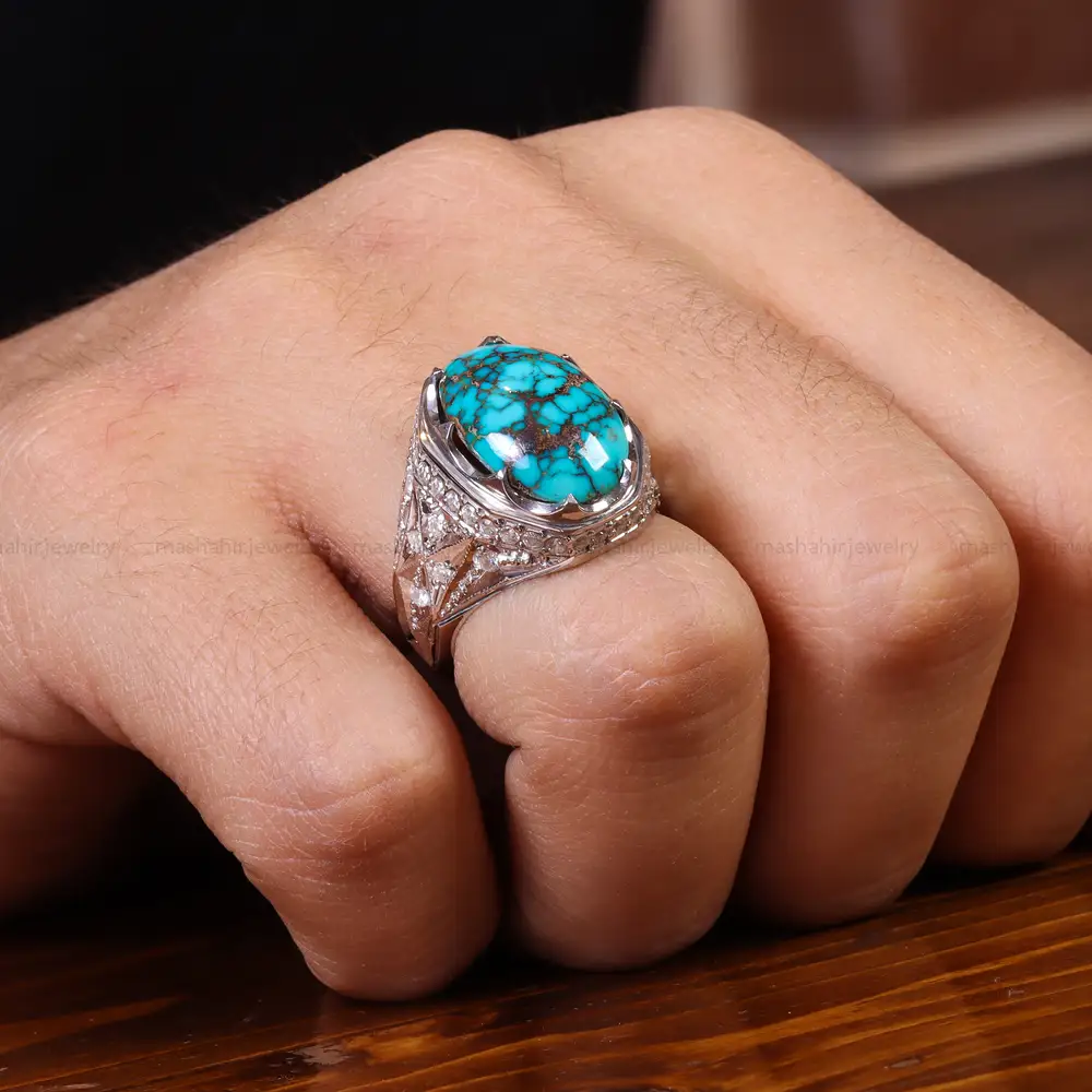 انگشتر فیروزه شجری مردانه کد 23239