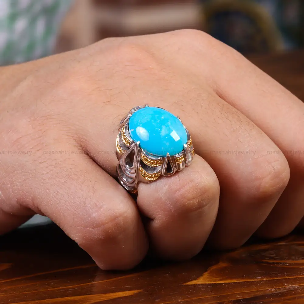 انگشتر فیروزه شجری مردانه کد 23505
