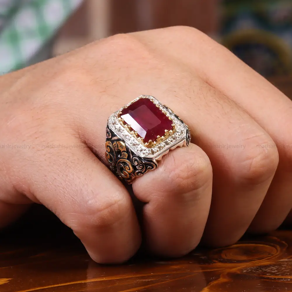 انگشتر یاقوت سرخ مردانه کد 23530