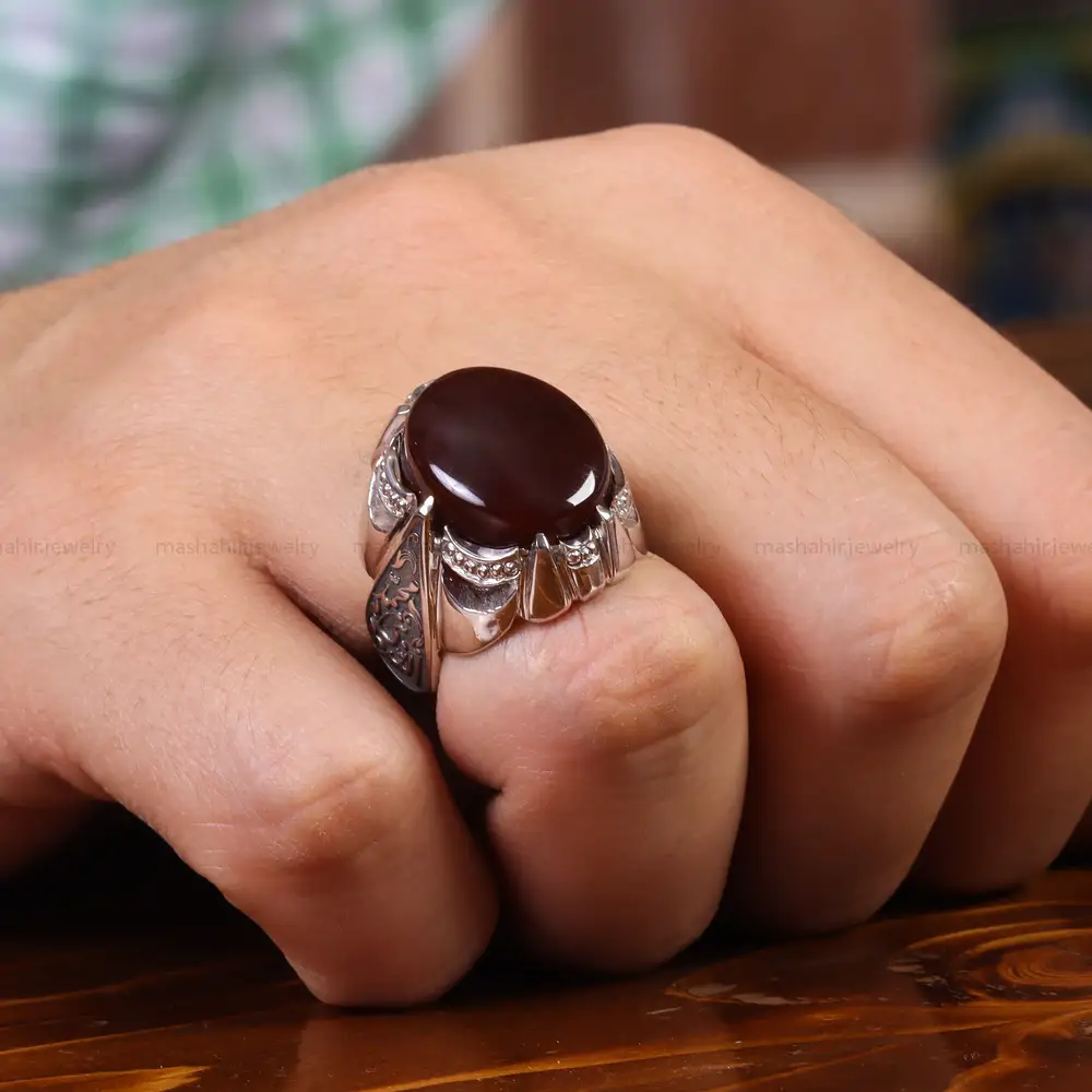 انگشتر عقیق یمن مردانه کد 23538