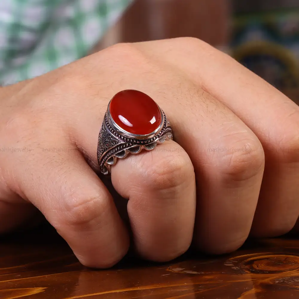 انگشتر عقیق یمن مردانه کد 23539