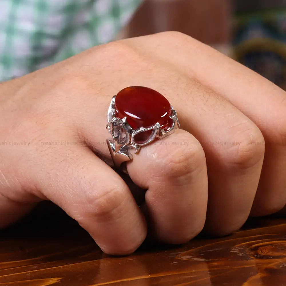 انگشتر عقیق یمن مردانه کد 23540