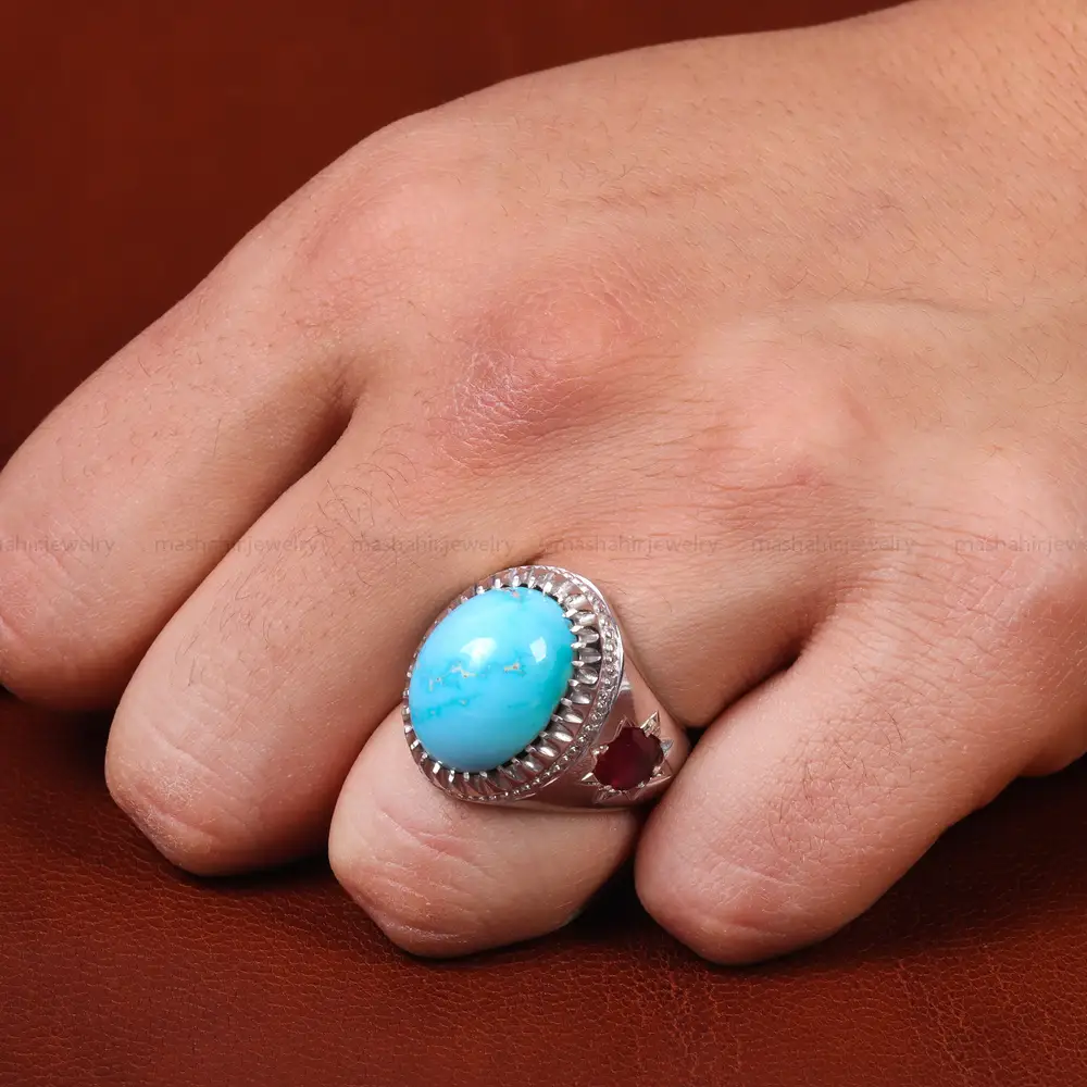 انگشتر فیروزه شجری مردانه کد 23649