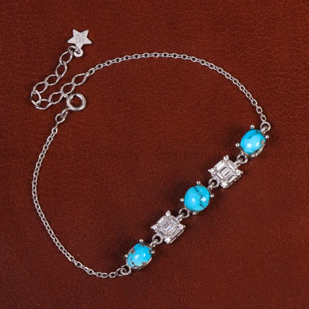 دستبند فیروزه زنانه کد 23563