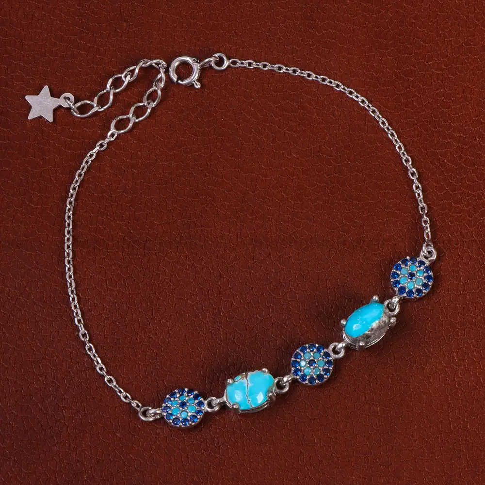 دستبند فیروزه زنانه کد 23564