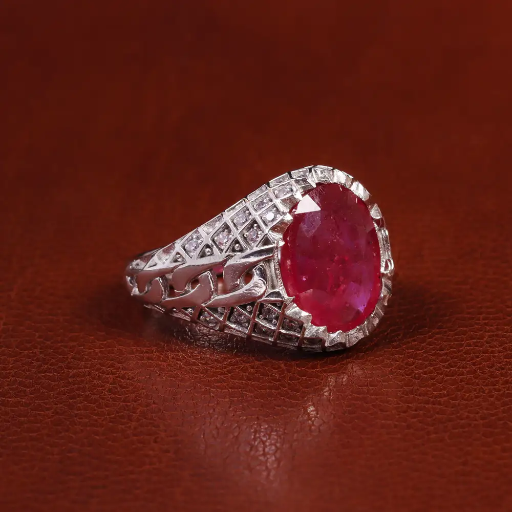 انگشتر یاقوت سرخ مردانه کد 23623