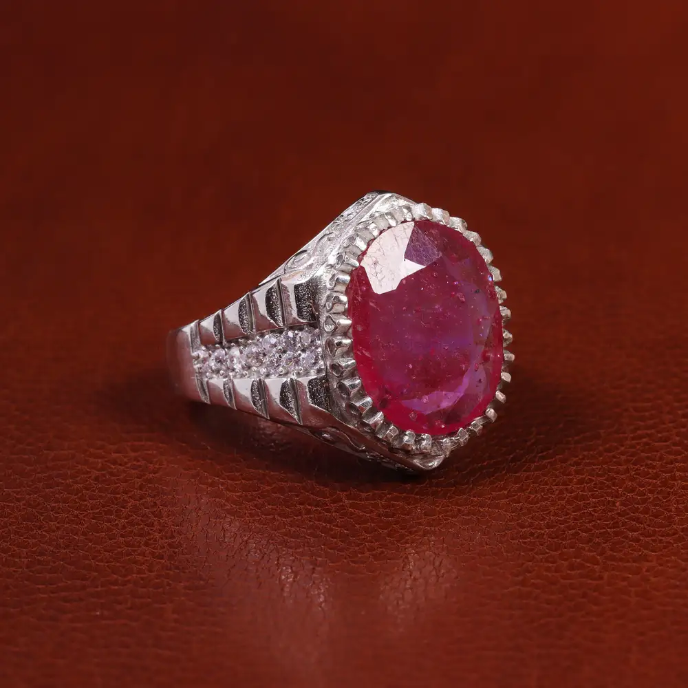 انگشتر یاقوت سرخ مردانه کد 23626