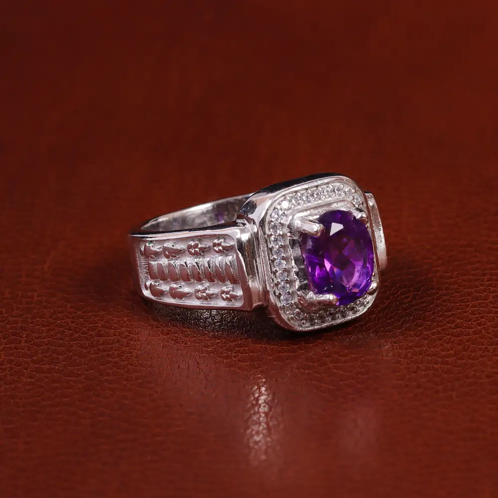 انگشتر آمیتیست مردانه کد 23628