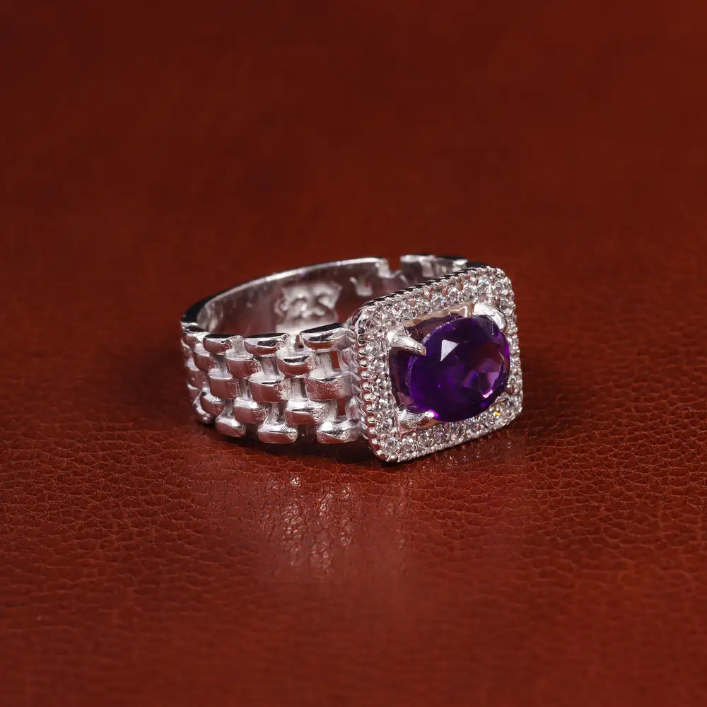 انگشتر آمیتیست مردانه کد 23631