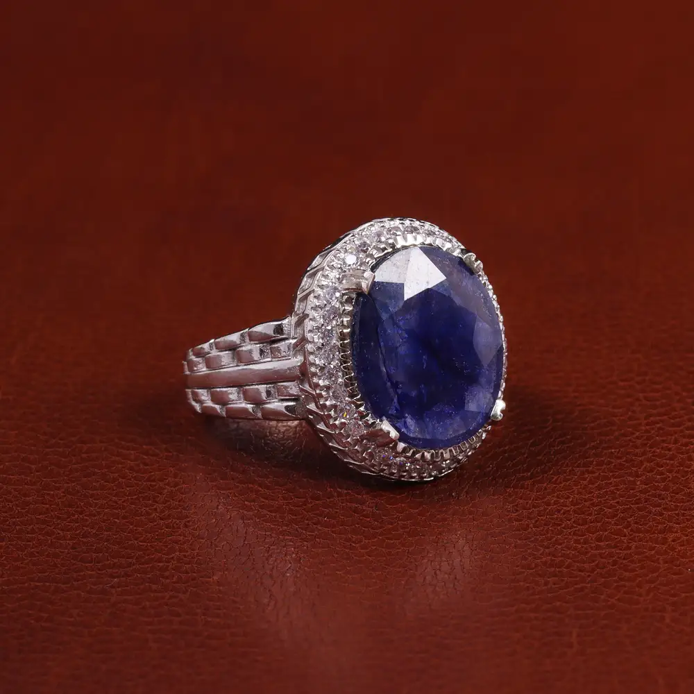 انگشتر یاقوت کبود مردانه کد 23684