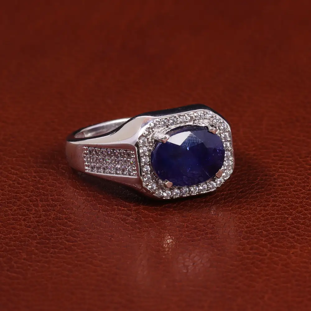 انگشتر یاقوت کبود مردانه کد 23692